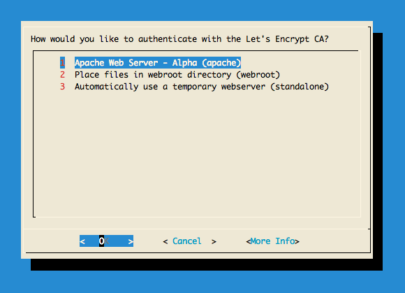 letsencrypt asking how to validate to retrieve your free SSL certificates.